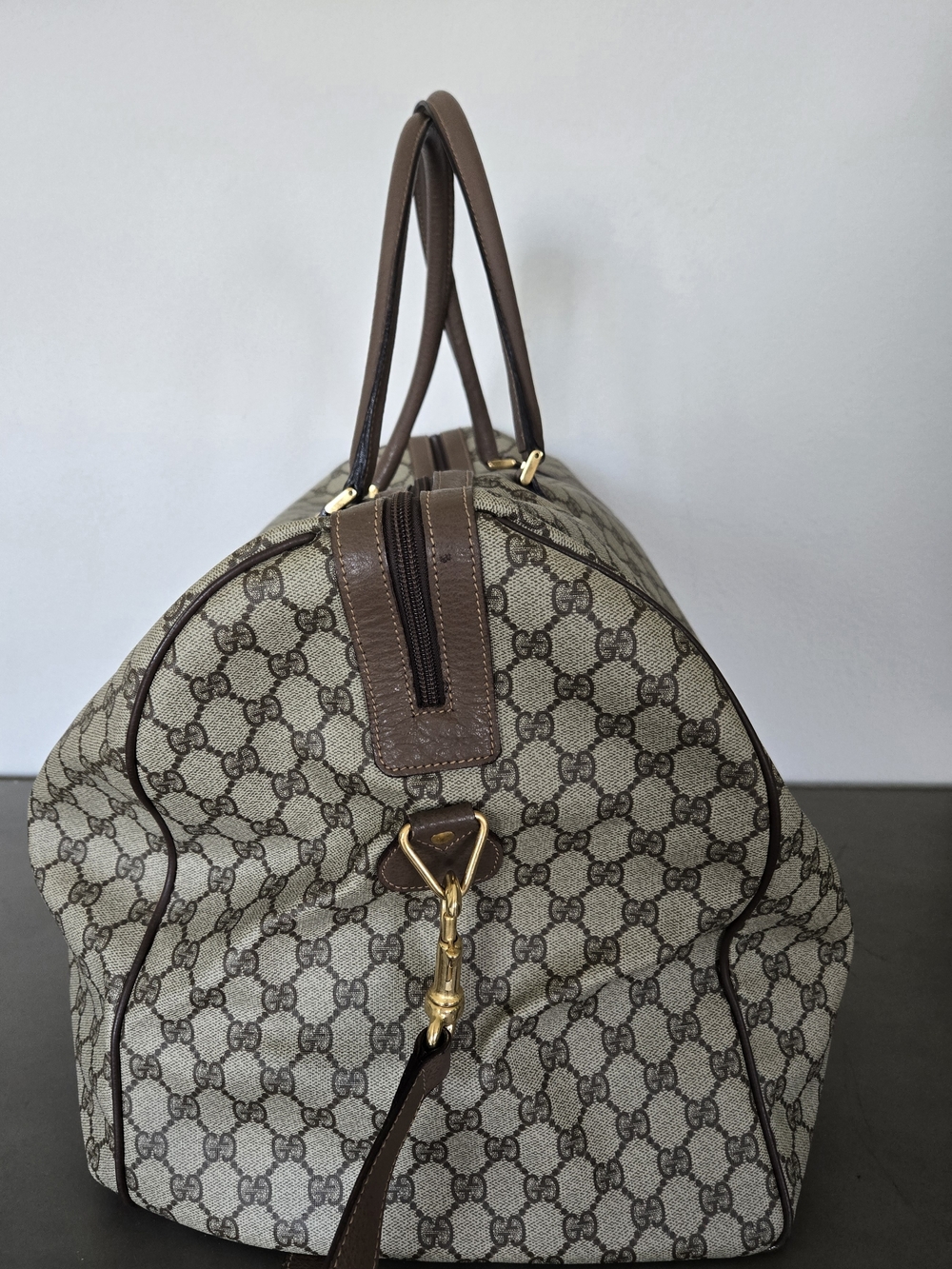 Gucci Brown GG Supreme Canvas Duffle Bag Size 55 With Strap - Picture 4 of 5